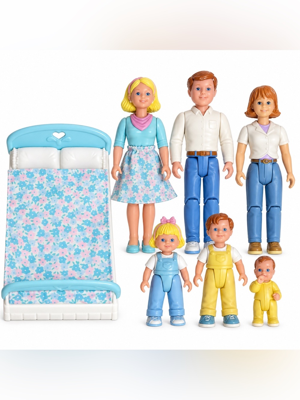‘93 Fisher Price Loving Family Mom Dad Sister Brother Girl Boy Blonde Hair Set 7